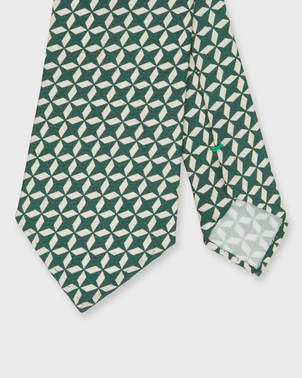 Flash Sale Sid Mashburn Silk Print Tie Lake Green/Bone Mosaic