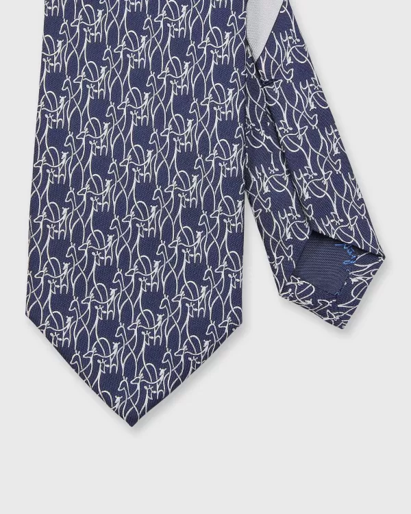 Cheap Salvatore Ferragamo Silk Print Tie Navy Giraffes