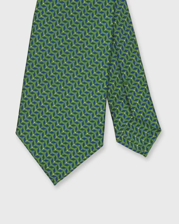 New Sid Mashburn Silk Print Tie Fern/Blue Diamonds