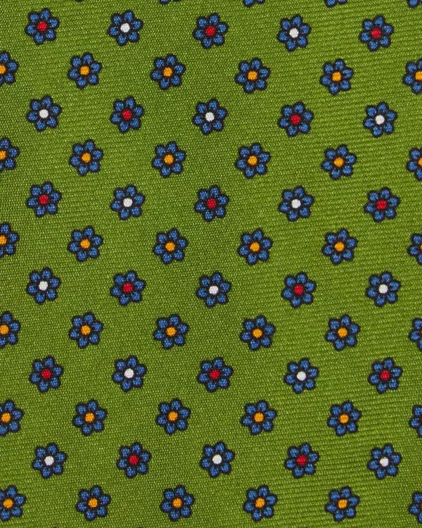 Outlet Sid Mashburn Silk Print Tie Moss/Navy Multi Flower
