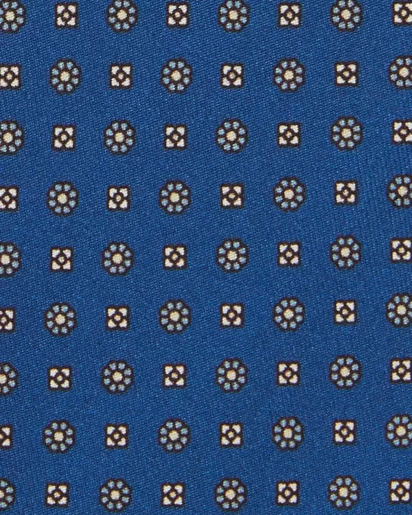 Fashion Sid Mashburn Silk Print Tie Blue/Oat Foulard