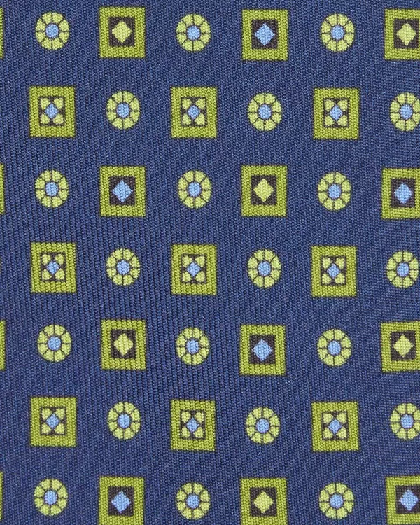 Cheap Sid Mashburn Silk Print Tie Navy/Lime Shapes