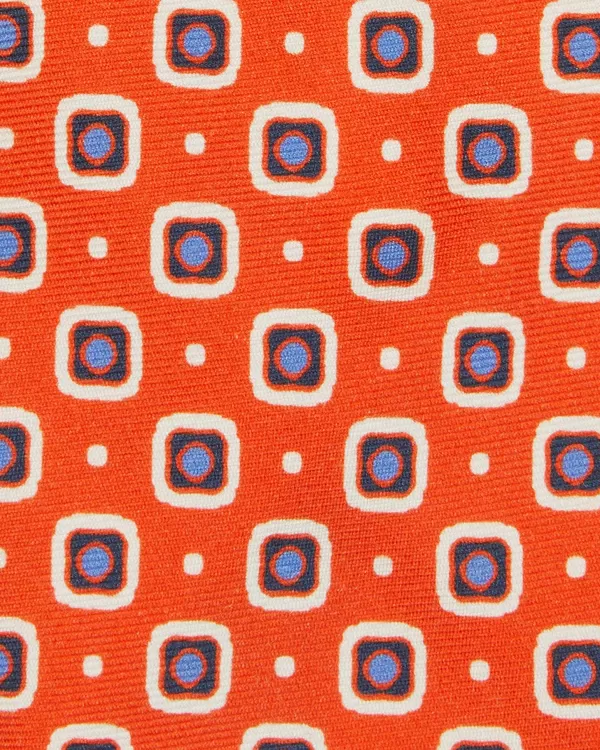 Outlet Sid Mashburn Silk Print Tie Melon/Blue/Bone Square