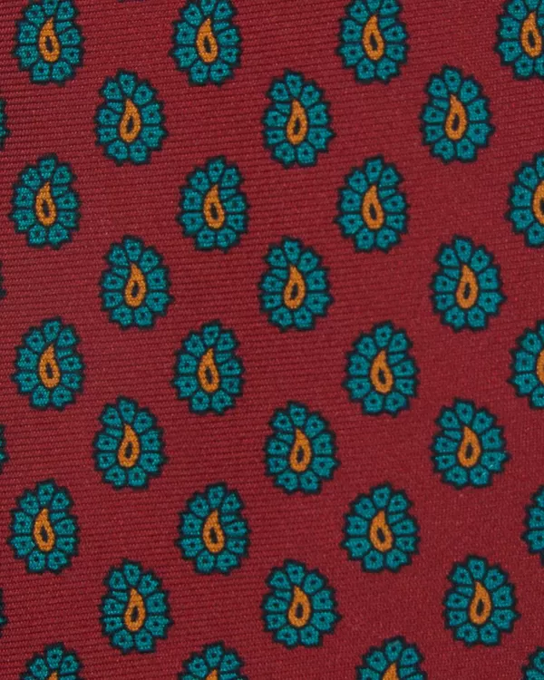 Hot Sid Mashburn Silk Print Tie Red/Emerald/Gold Paisley