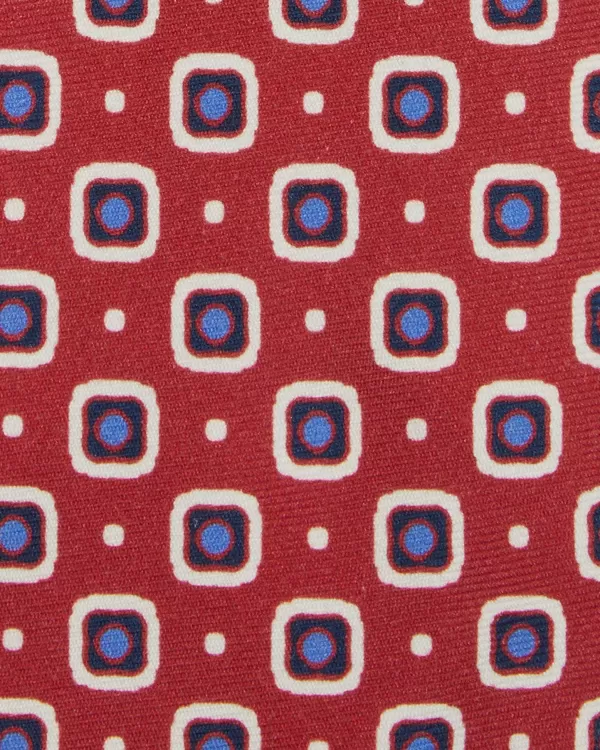 Hot Sid Mashburn Silk Print Tie Raspberry/Blue/Bone Square