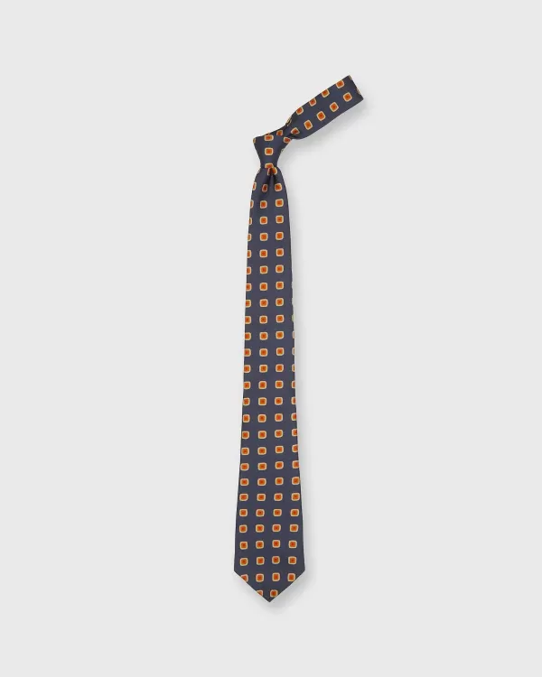 Clearance Sid Mashburn Silk Print Tie Navy/Gold Diamond