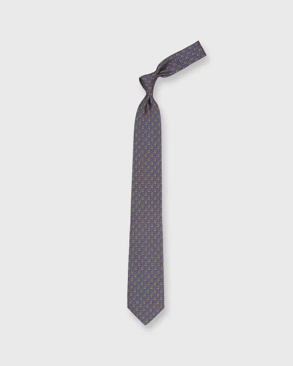Clearance Salvatore Ferragamo Silk Print Tie Navy/Orange/Yellow Pixels
