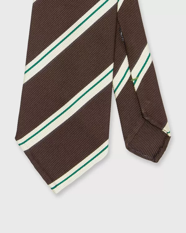 Online Sid Mashburn Silk Woven Tie Brown/Bone/Green Stripe