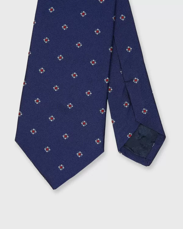 New Sid Mashburn Silk Woven Tie Navy/Red/Bone Stellate