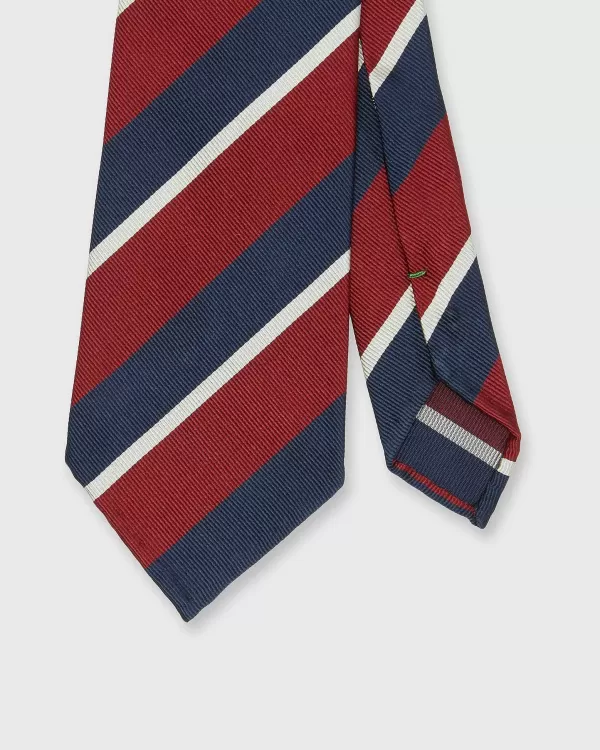 Best Sid Mashburn Silk Woven Tie Red/Blue/Bone Stripe