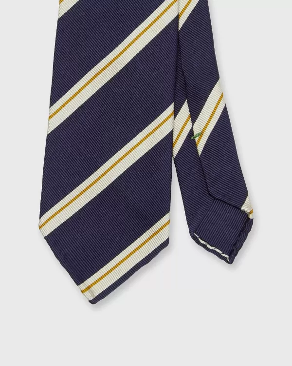Cheap Sid Mashburn Silk Woven Tie Navy/Bone/Yellow Stripe