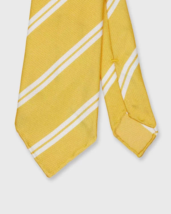 Fashion Petronius Silk Woven Tie Butter/White Double Stripe