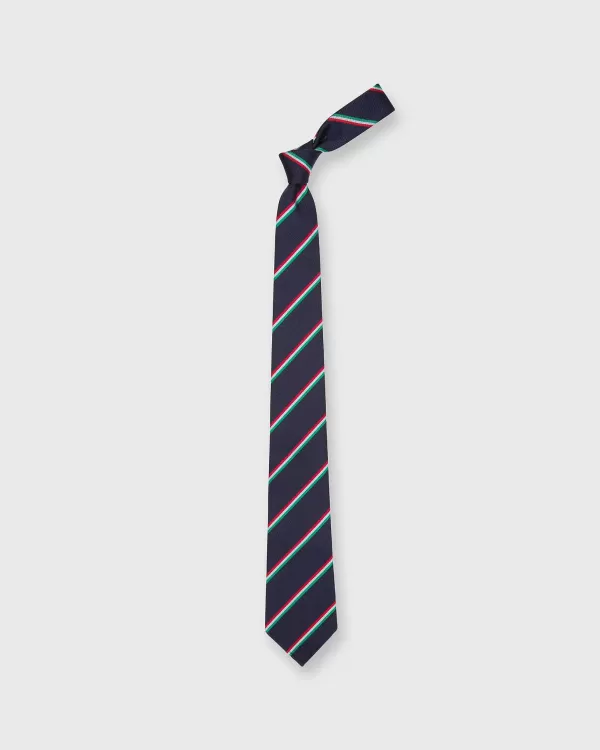 Fashion Sid Mashburn Silk Woven Tie Navy/Red/Sky/Green Bar Stripe