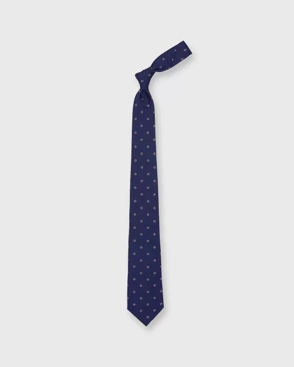New Sid Mashburn Silk Woven Tie Navy/Red/Bone Stellate