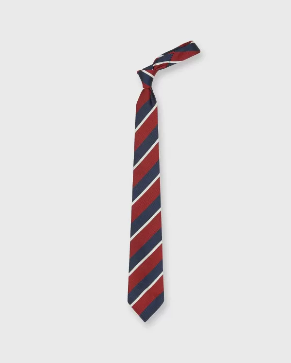 Best Sid Mashburn Silk Woven Tie Red/Blue/Bone Stripe