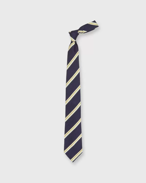 Cheap Sid Mashburn Silk Woven Tie Navy/Bone/Yellow Stripe