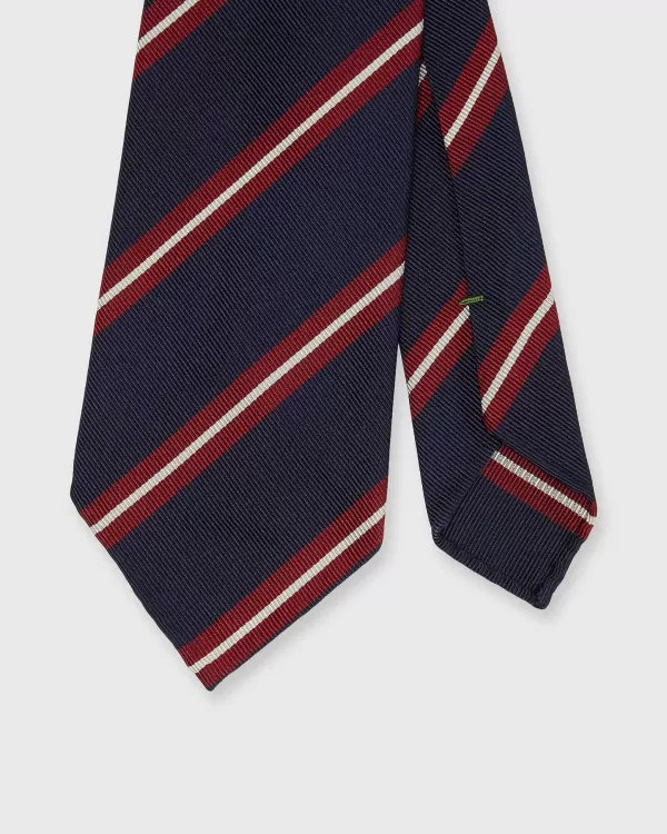Flash Sale Sid Mashburn Silk/Cotton Woven Tie Navy/Red/Bone Stripe