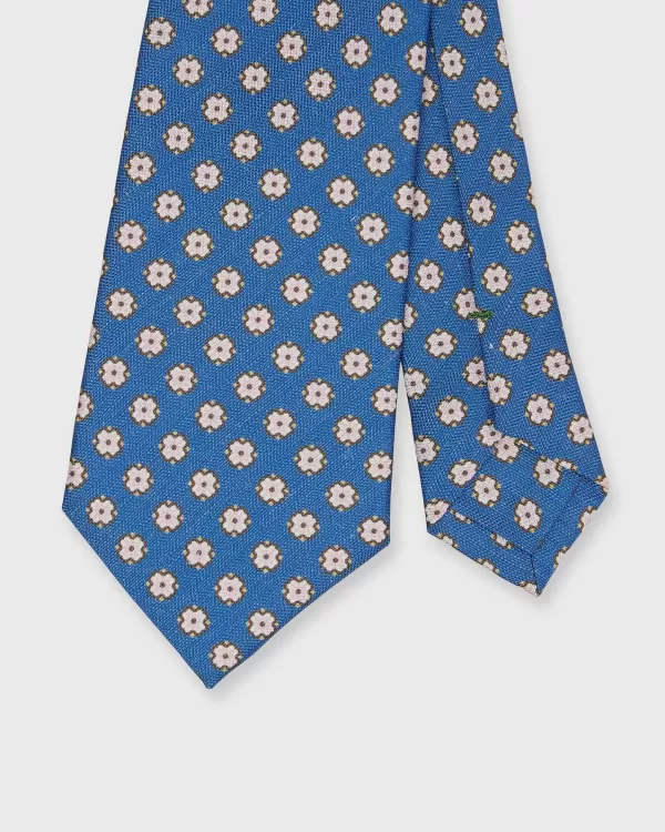 Flash Sale Sid Mashburn Silk/Linen Print Tie Blue/Pale Pink Foulard