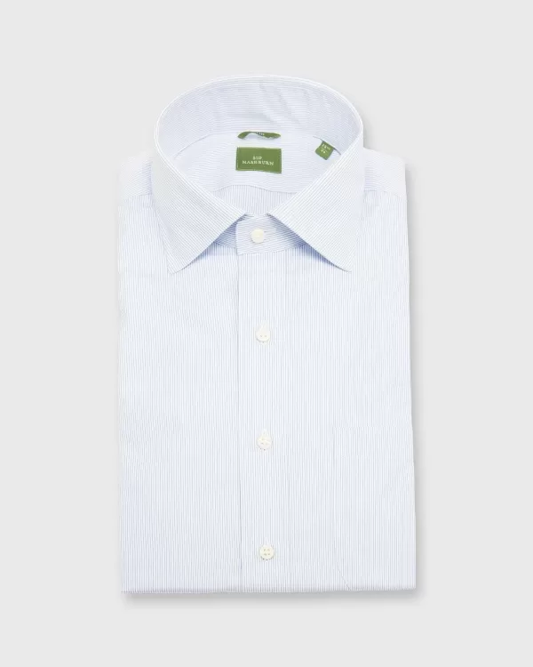 Fashion Sid Mashburn Slim-Fit Spread Collar Dress Shirt Sky Pencil Stripe Poplin