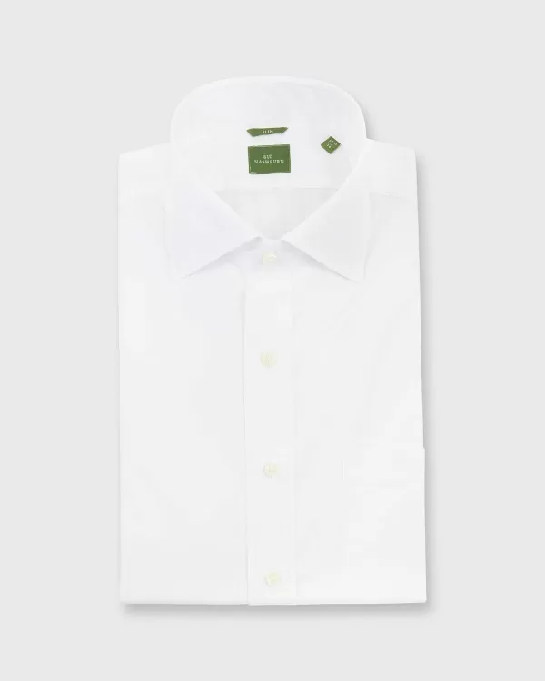 New Sid Mashburn Slim-Fit Spread Collar Dress Shirt White Poplin