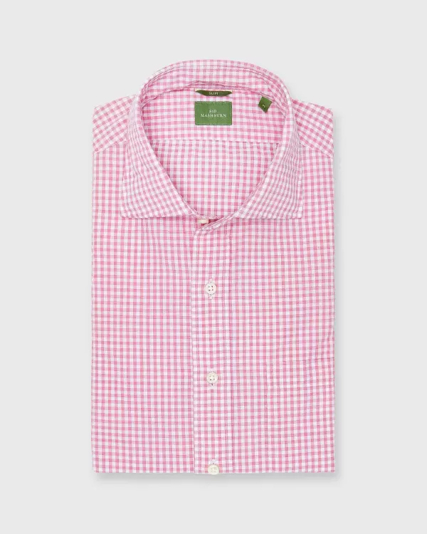 Clearance Sid Mashburn Slim-Fit Spread Collar Sport Shirt Red Gingham Seersucker