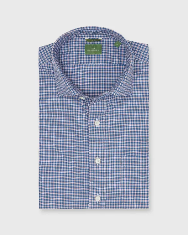 Clearance Sid Mashburn Slim-Fit Spread Collar Sport Shirt Blue/Orange/Scotch Plaid Poplin