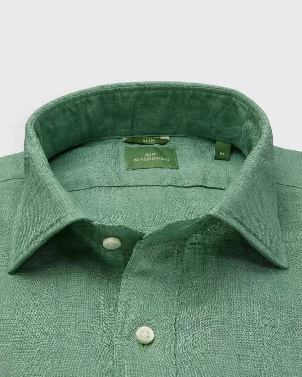 Shop Sid Mashburn Slim-Fit Spread Collar Sport Shirt Green Linen