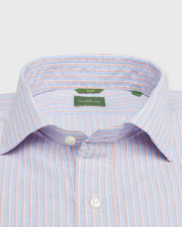 Sale Sid Mashburn Slim-Fit Spread Collar Sport Shirt Light Blue/Orange Multi Stripe Cotolino