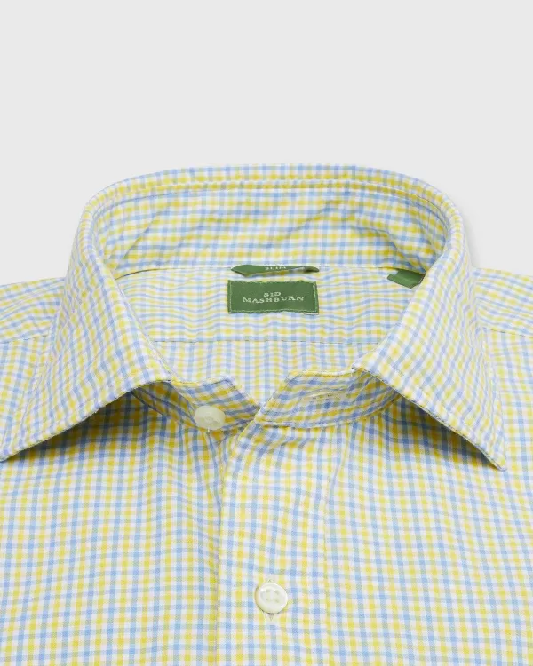Sale Sid Mashburn Slim-Fit Spread Collar Sport Shirt Lemon/Periwinkle Tattersall Poplin