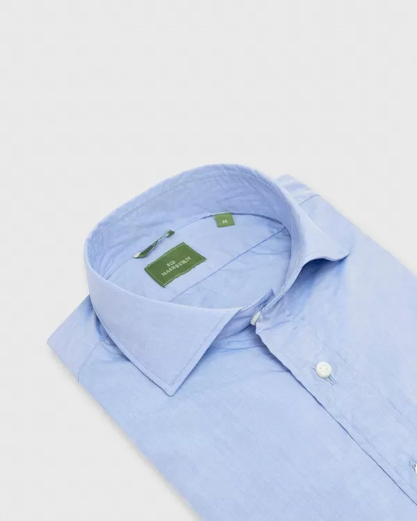 Hot Sid Mashburn Slim-Fit Spread Collar Sport Shirt Light Blue Chambray