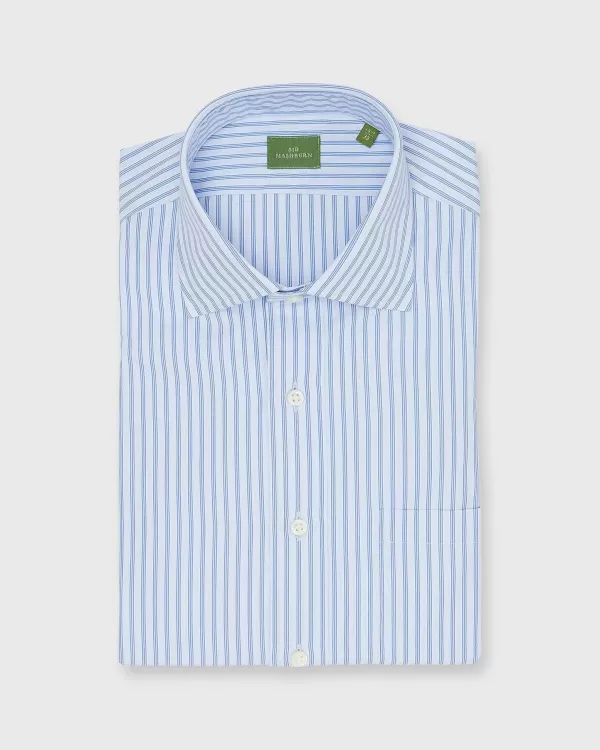 Best Sid Mashburn Spread Collar Dress Shirt Sky/Blue Multi Stripe Poplin