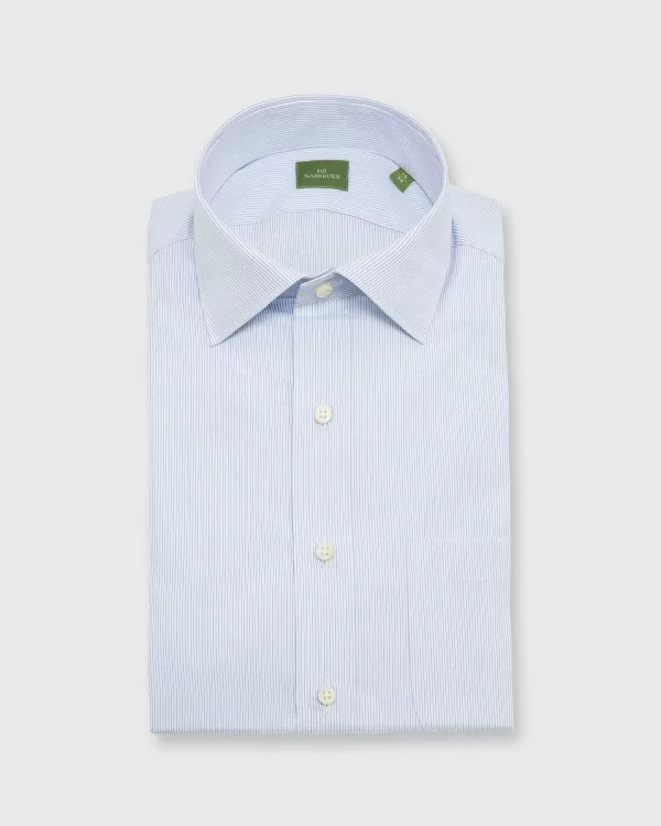 Cheap Sid Mashburn Spread Collar Dress Shirt Sky Pencil Stripe Poplin