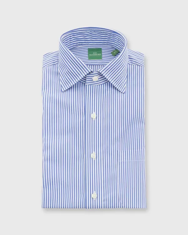 Outlet Sid Mashburn Spread Collar Dress Shirt Blue Bengal Stripe Poplin