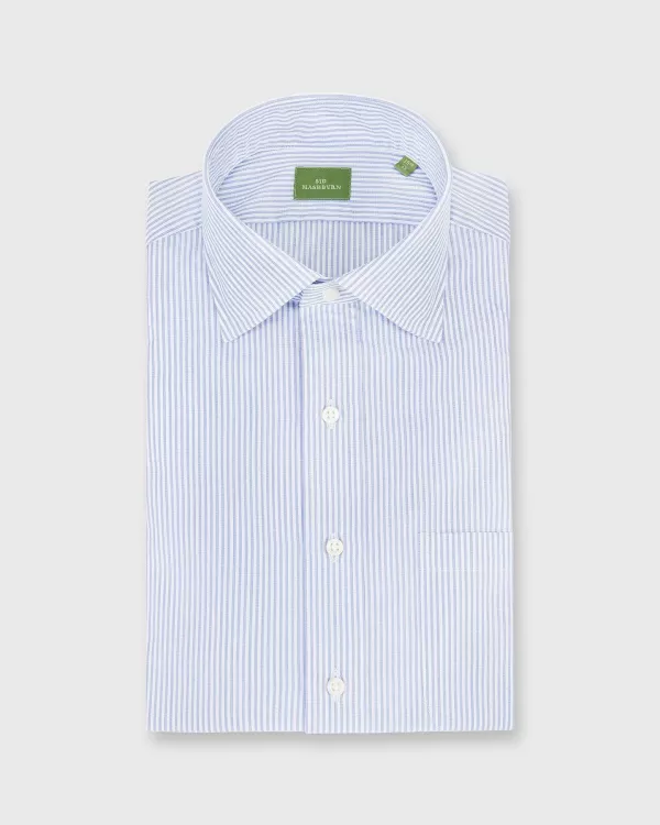 Cheap Sid Mashburn Spread Collar Dress Shirt Blue Stripe End-On-End