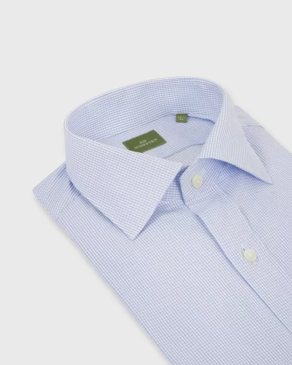 Hot Sid Mashburn Spread Collar Dress Shirt Sky Graph Check Poplin