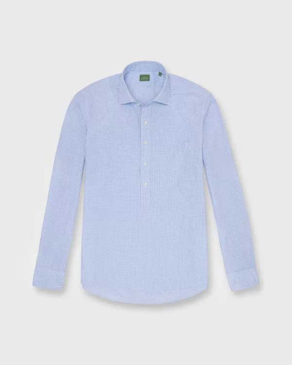 Flash Sale Sid Mashburn Spread Collar Popover Sport Shirt Blue Micro Gingham Poplin