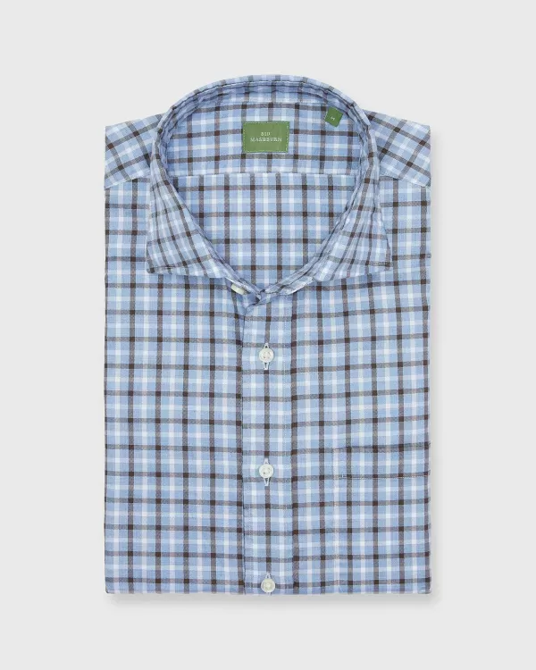 Cheap Sid Mashburn Spread Collar Sport Shirt Blue/Brown/White Plaid Oxford