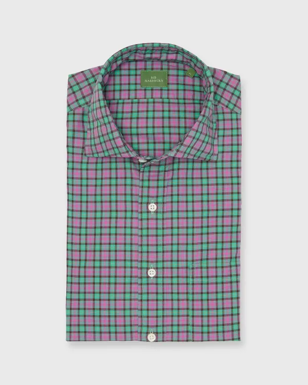Shop Sid Mashburn Spread Collar Sport Shirt Jade/Berry Plaid Poplin