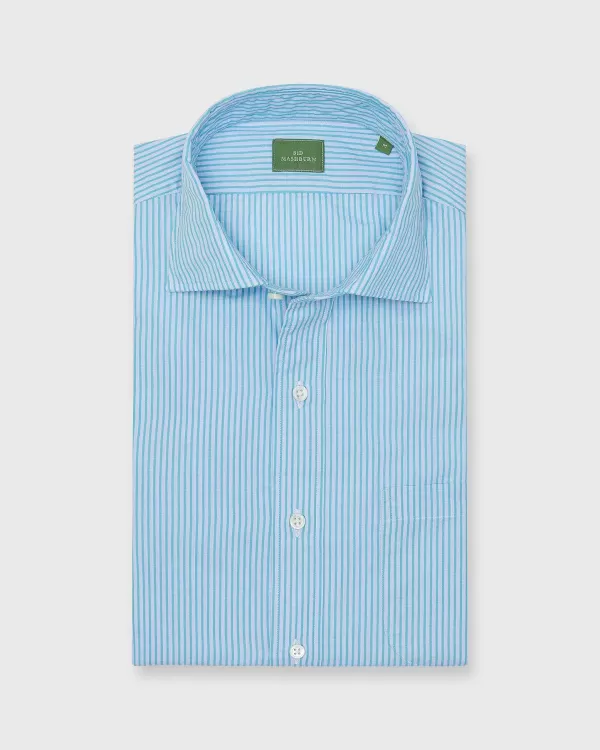 Sale Sid Mashburn Spread Collar Sport Shirt Sky/Seafoam Stripe End-On-End