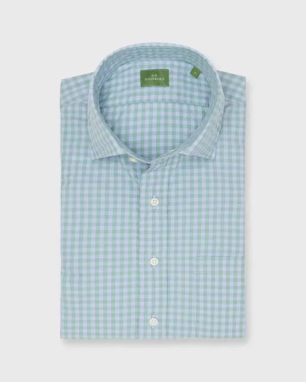Sale Sid Mashburn Spread Collar Sport Shirt Sage/Peri Gingham Poplin