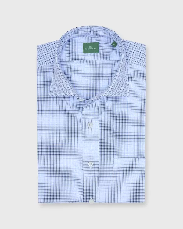 Outlet Sid Mashburn Spread Collar Sport Shirt Blue Multi Tattersall Poplin