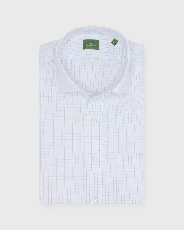 Flash Sale Sid Mashburn Spread Collar Sport Shirt Blue Large Graph Check Poplin