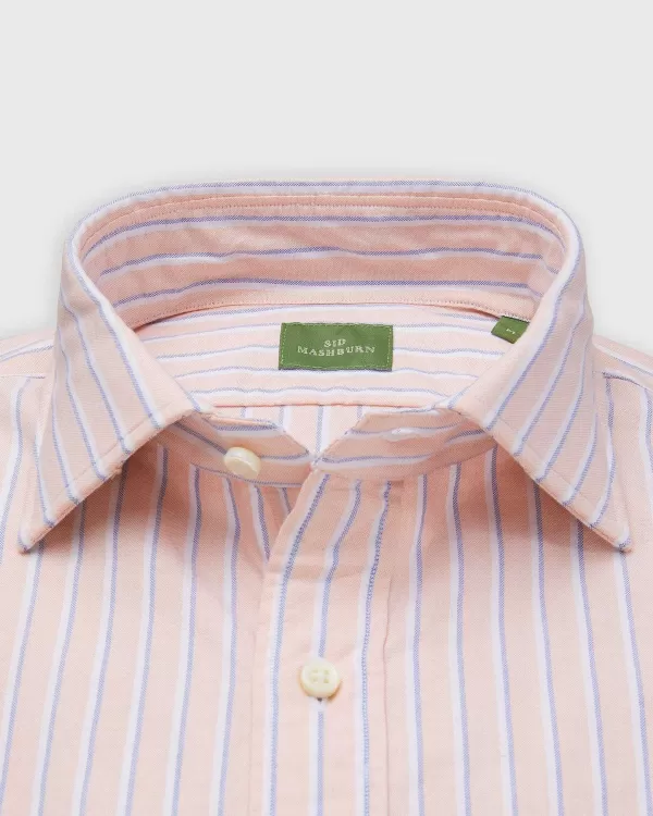 Fashion Sid Mashburn Spread Collar Sport Shirt Melon/Blue/White Stripe Oxford
