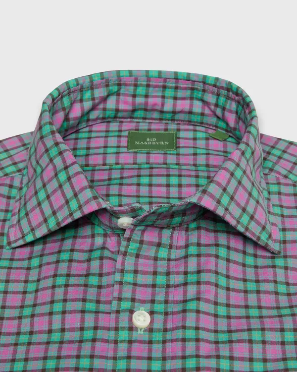 Shop Sid Mashburn Spread Collar Sport Shirt Jade/Berry Plaid Poplin