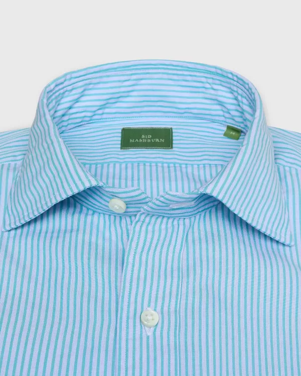Sale Sid Mashburn Spread Collar Sport Shirt Sky/Seafoam Stripe End-On-End