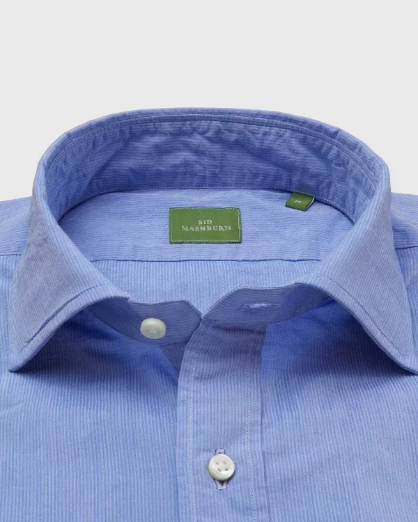 Clearance Sid Mashburn Spread Collar Sport Shirt Blue/Sky Shadow Stripe Poplin