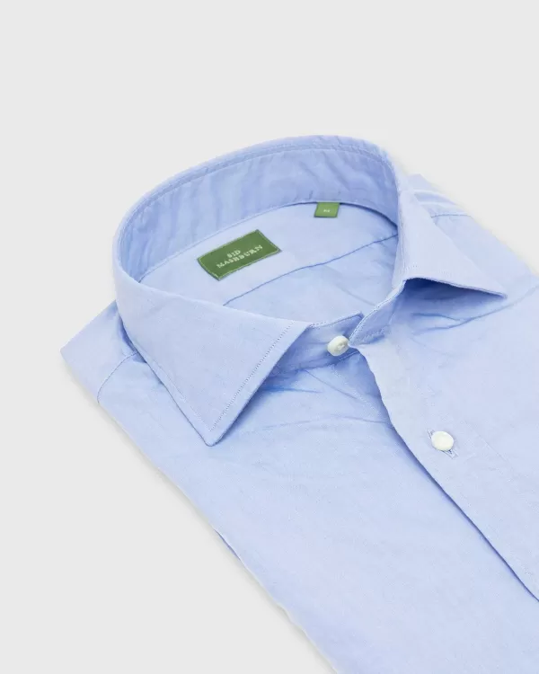 Hot Sid Mashburn Spread Collar Sport Shirt Light Blue Chambray