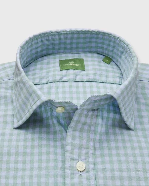 Sale Sid Mashburn Spread Collar Sport Shirt Sage/Peri Gingham Poplin