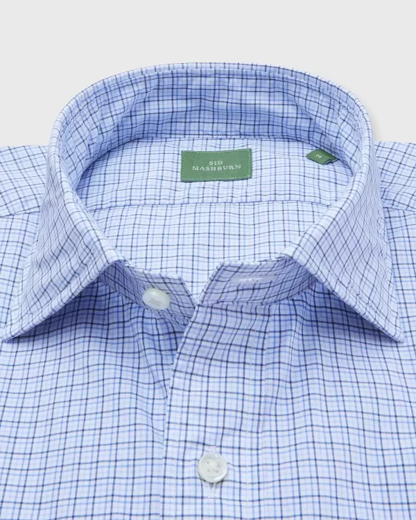 Outlet Sid Mashburn Spread Collar Sport Shirt Blue Multi Tattersall Poplin