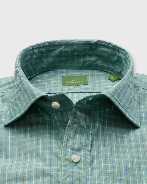 Online Sid Mashburn Spread Collar Sport Shirt Juniper/Blue/Sky Tattersall Poplin